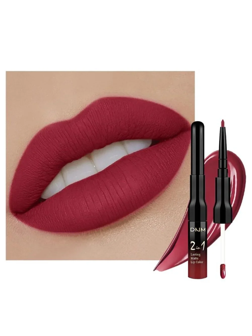 05#-Cherry Frost Red 2-in-1 Waterproof Long Lasting Double-Ended Liquid Lipstick